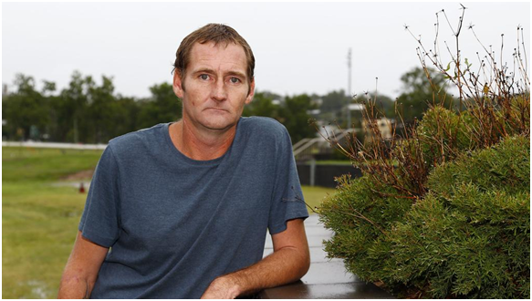 Gold Coaster Adam Emery, 36, is dying from an aggressive form of silicosis after 20 years as a stonemason. He’s calling for a ban on engineered stone in Australia. Photo: Tertius Pickard